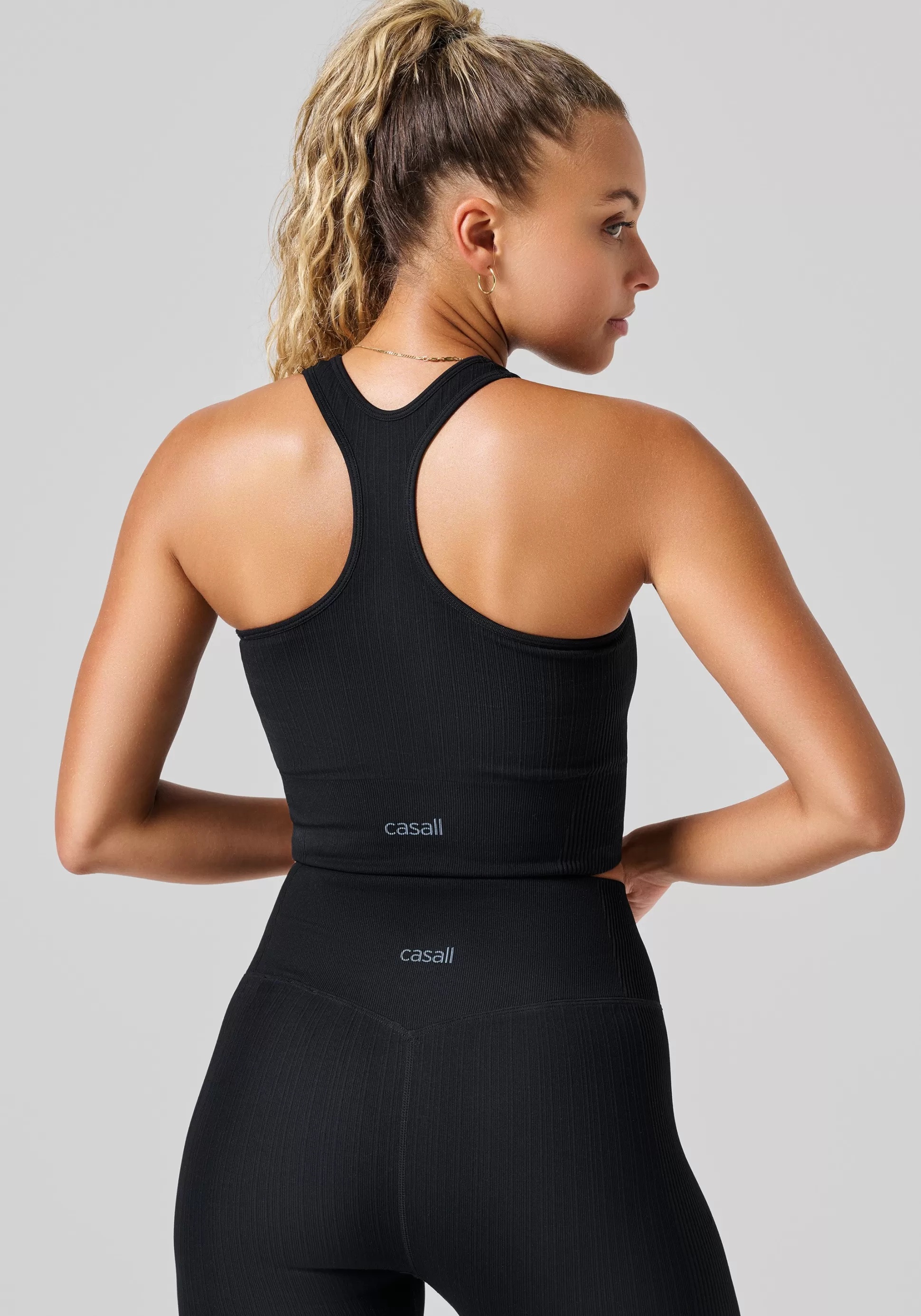 Casall Singleter | Crop Tops>Multi Rib Seamless Padded Sports Top -